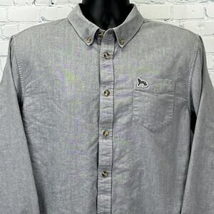 Vans x Chima Ferguson Button Front Shirt Gray Wolf Logo Skater Skating L Large